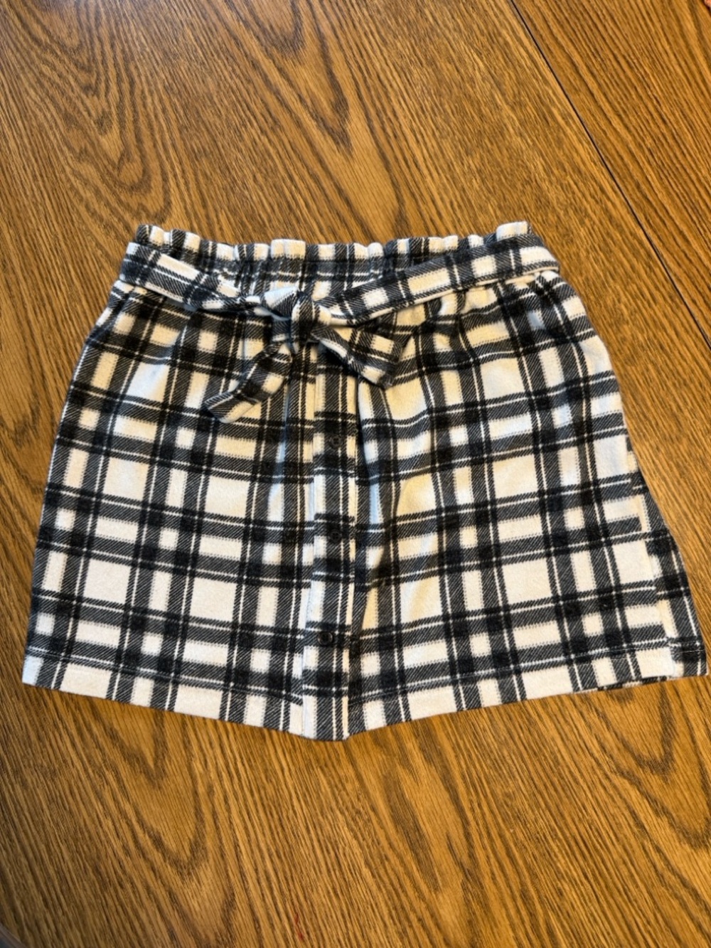 Trixxi Girls Size M Black & White Plaid Button-Front Mini Skirt with Waist Tie